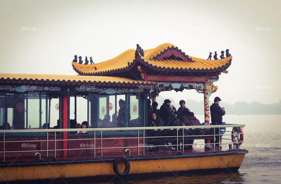 Riding on the scenic lake 