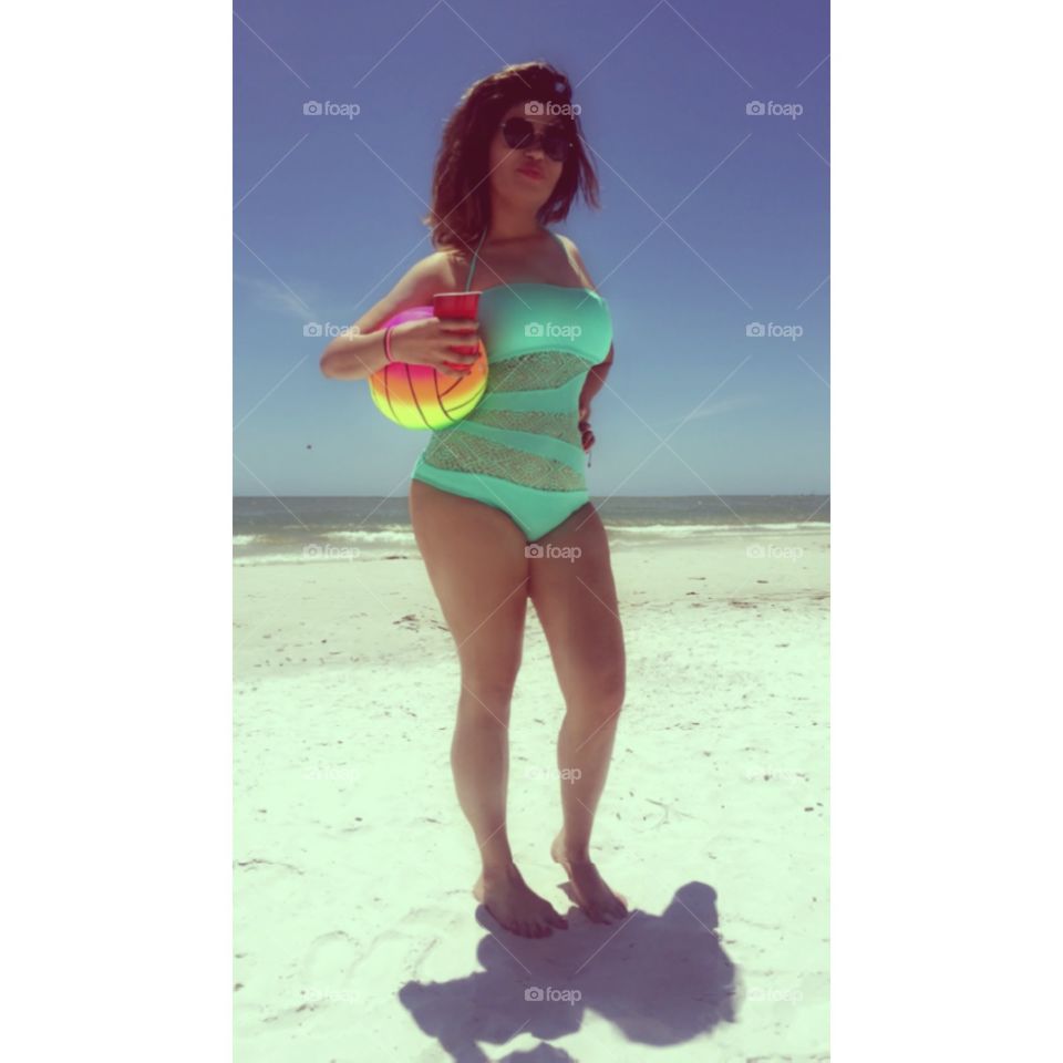 #volleyball #beachball #sunny #target #bathingsuit #onepiece #teal #sandy #ombre #curves #thick