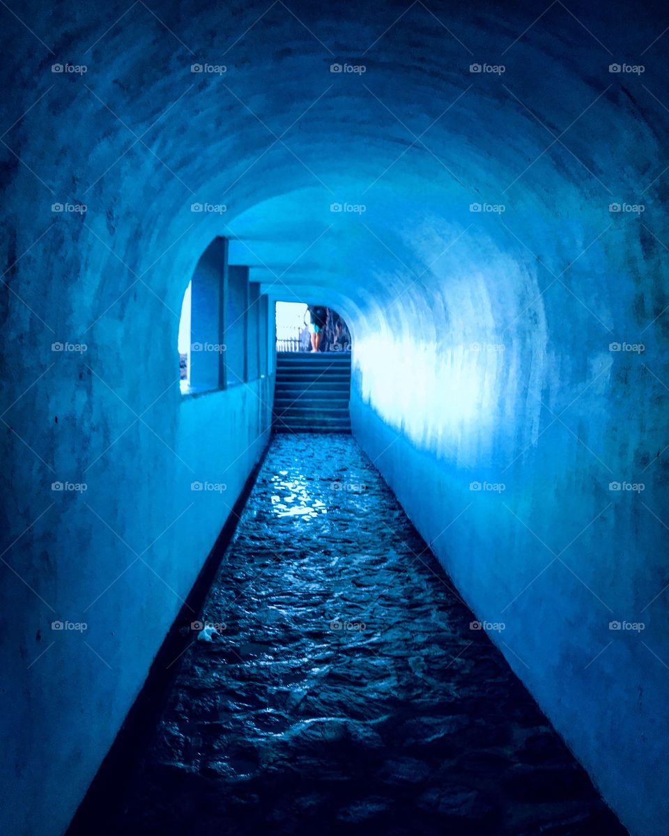 Blue tunnel in La Cueva beach, La Gomera