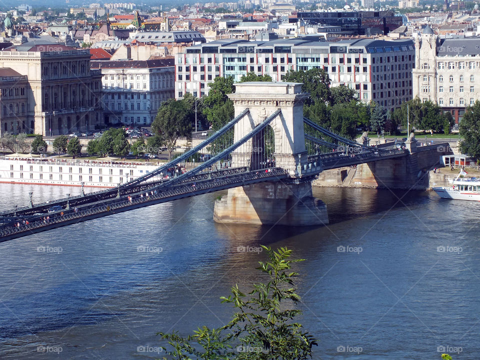 Chain Bridge across the Duna Budapest Hungary