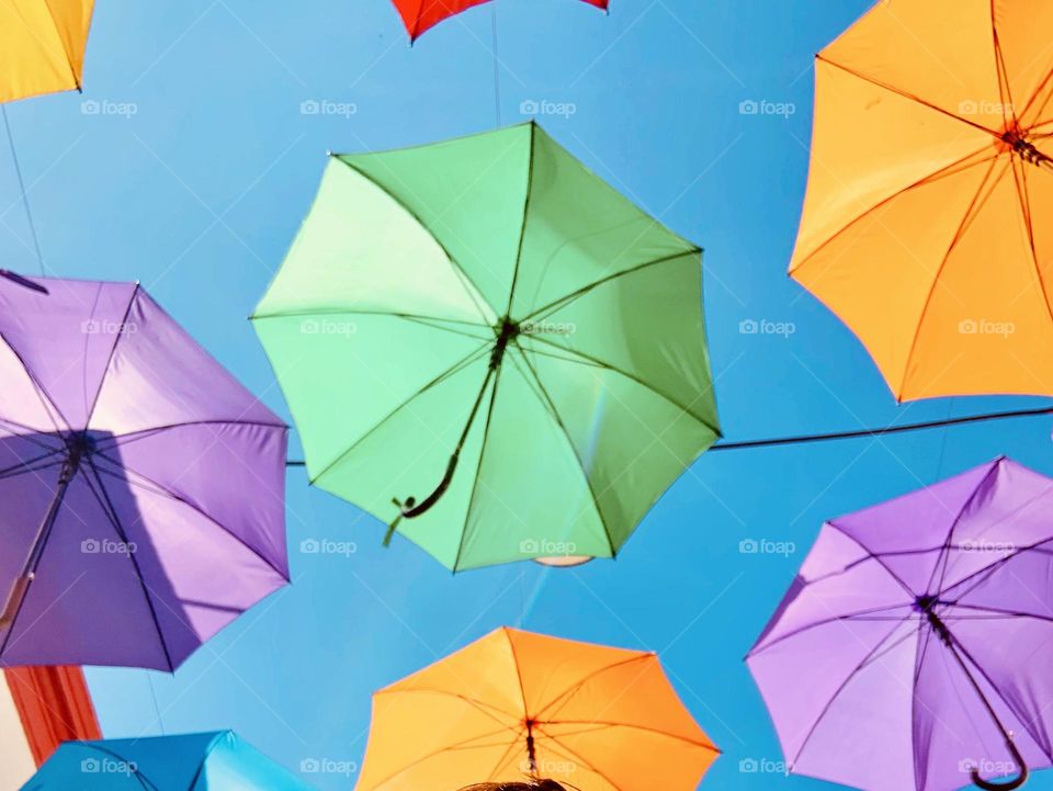 Coloured umbrella details 