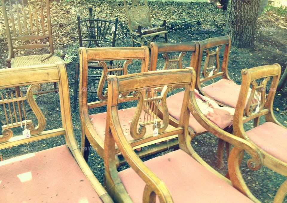 Chairs at a garage sale
