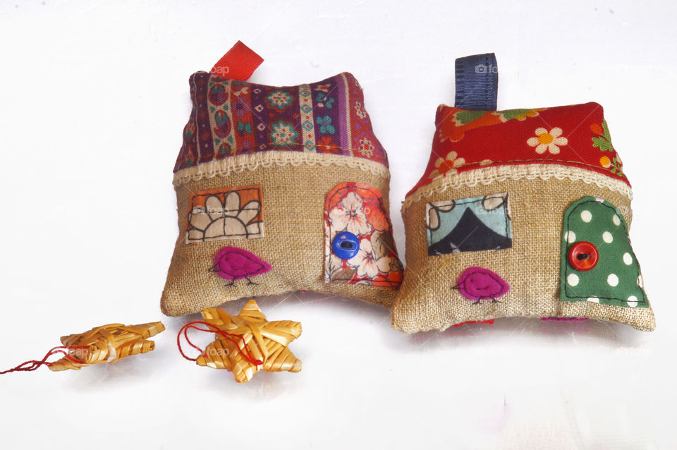 Close-up pictures of the toy town with puppets