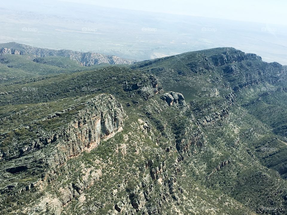 Aerial view south Australia's Flinders Ranges in Springtime near wilpena pound 