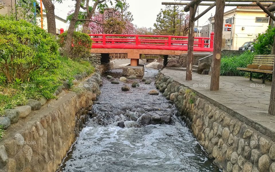 Red Japanese style bridge