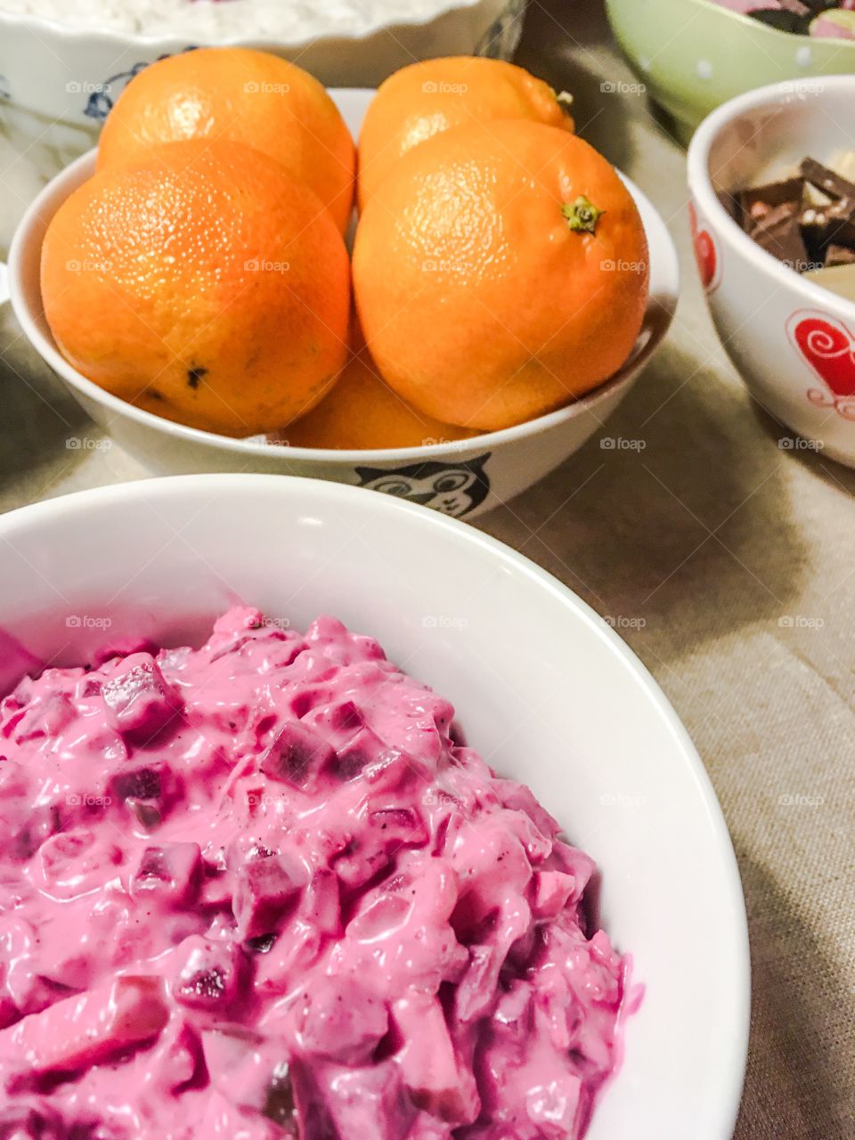 beetroot salad and clementines