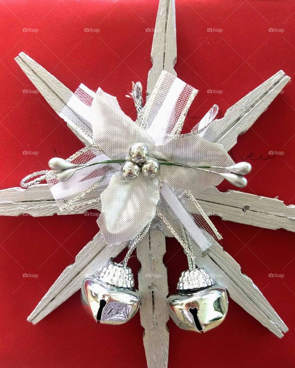 Silver bells star, wooden peg crafts!