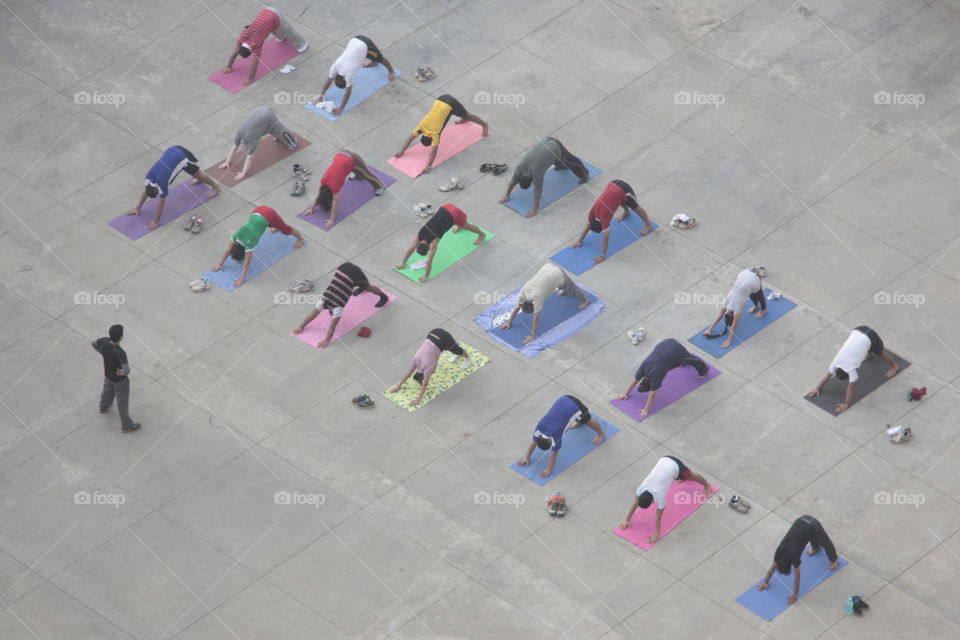 Group if people performing exercise