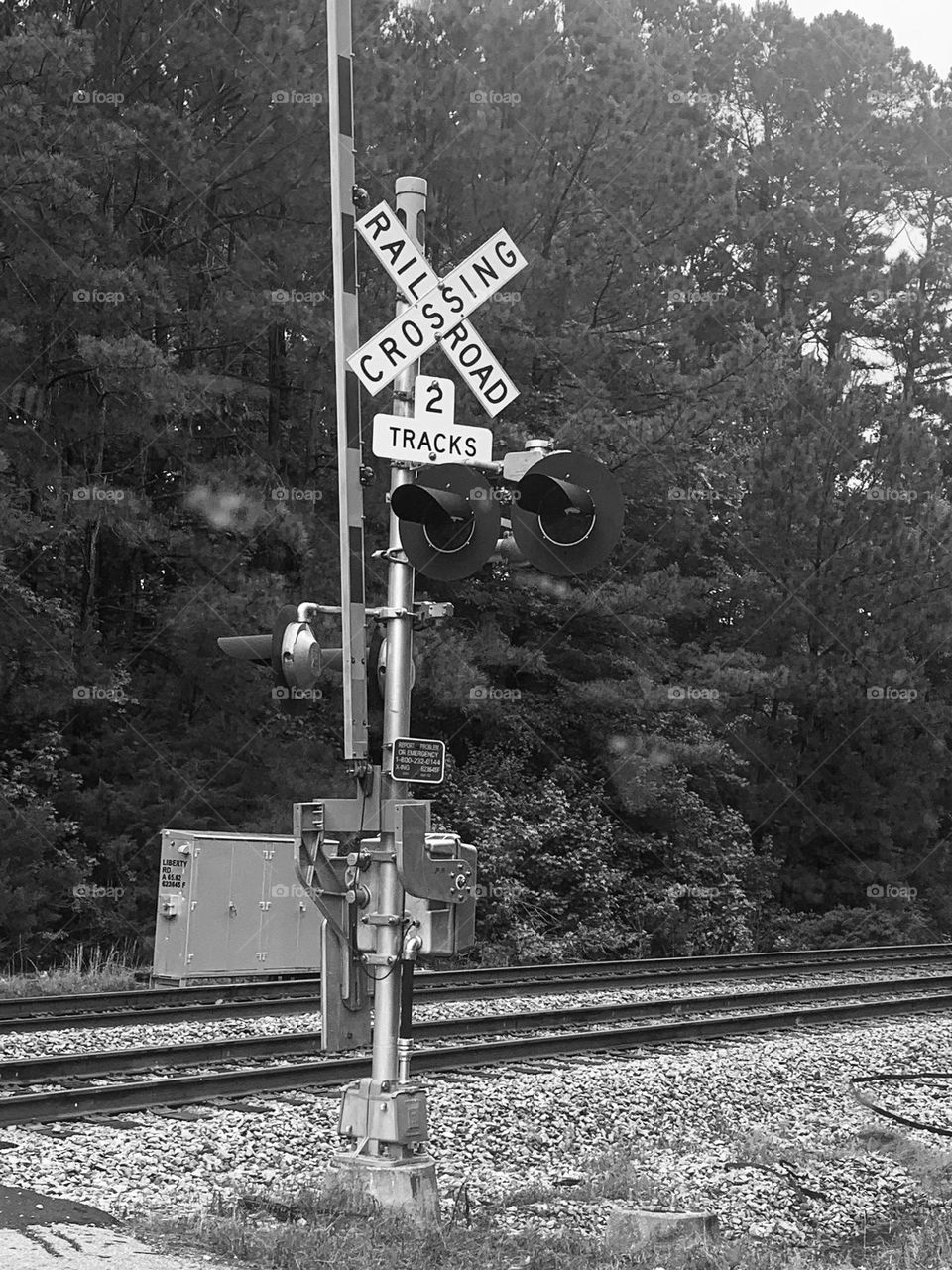 B&w railroad crossing 