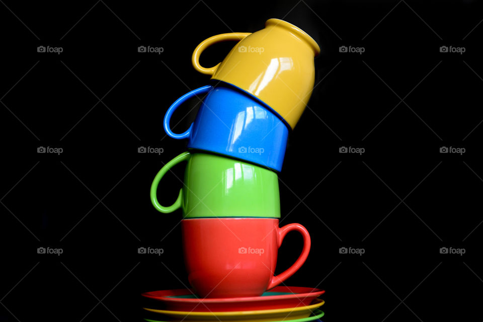 View of multi colored cup