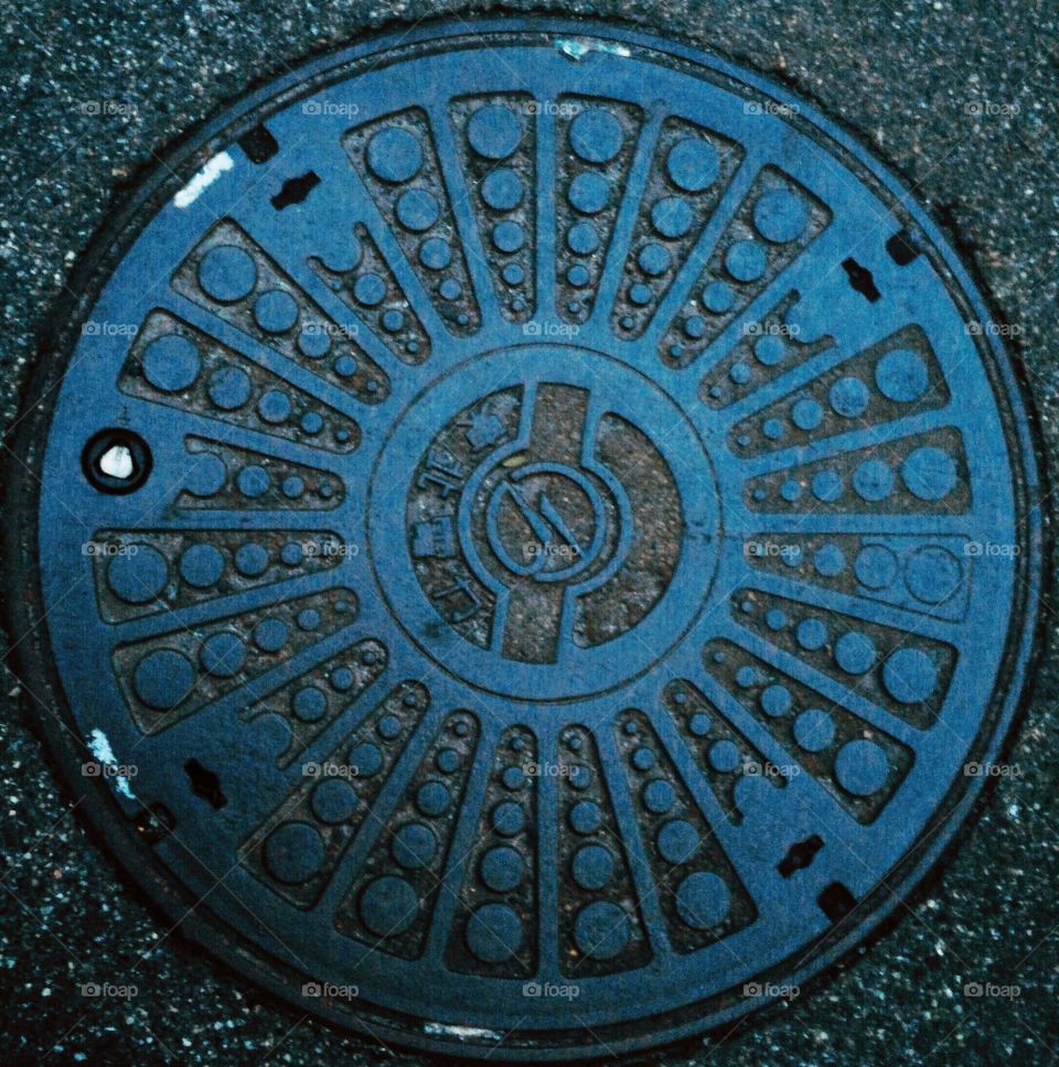 Blue manhole steel, iron