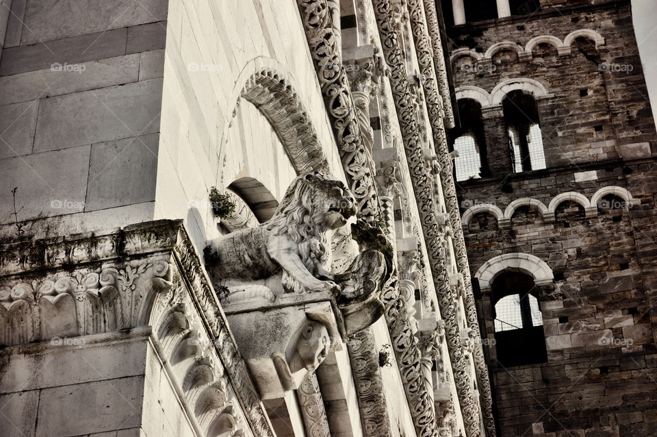 Detalle fachada de la Catedral de San Martin. Detalle fachada de la Catedral de San Martin (Lucca - Italy)