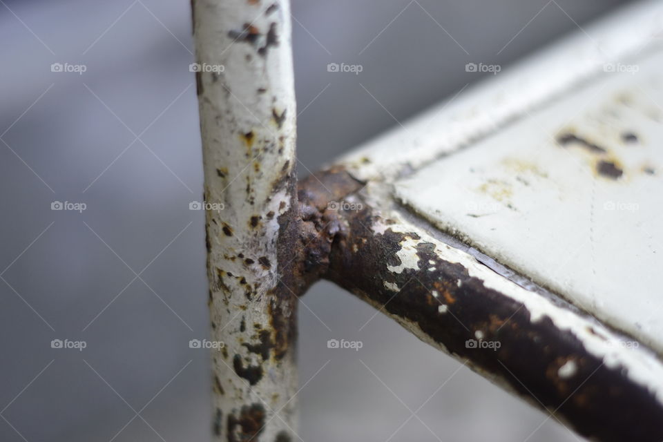 Close-up of rustic bench