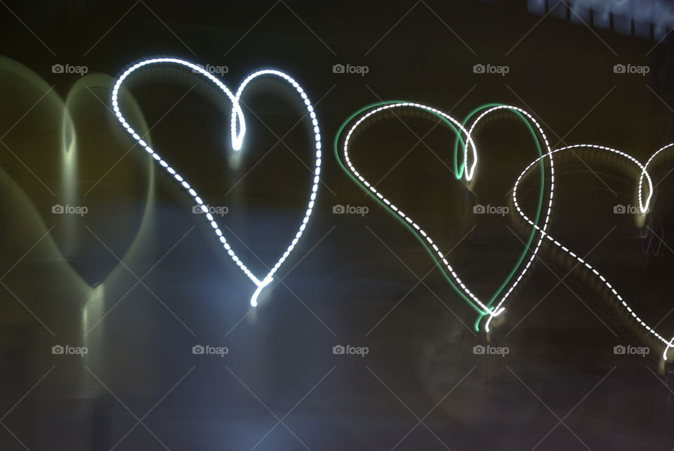 Hearts Drawn with Light in the Dark