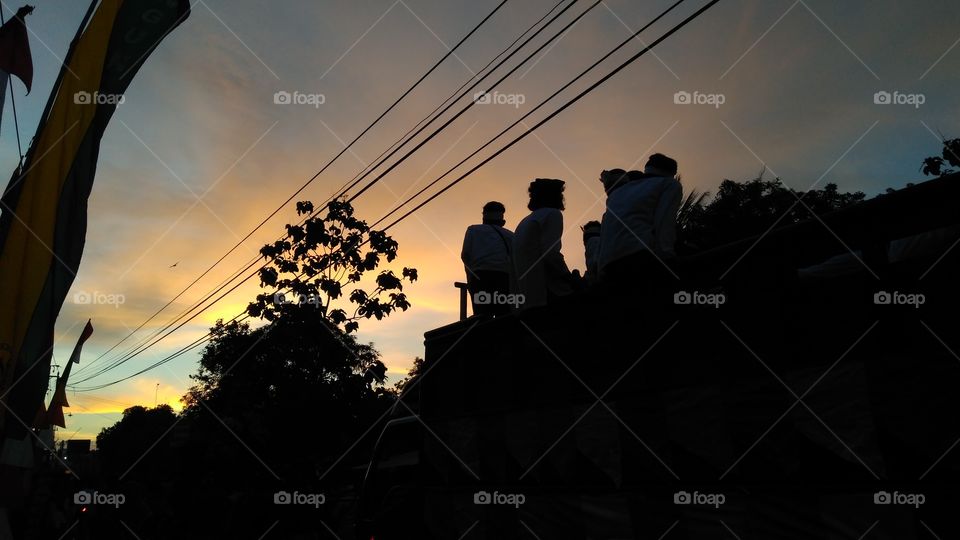 Silhouette, Sunset, Sky, Sun, Light