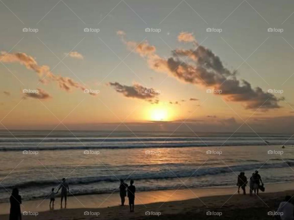 Sun set kuta beach bali island
