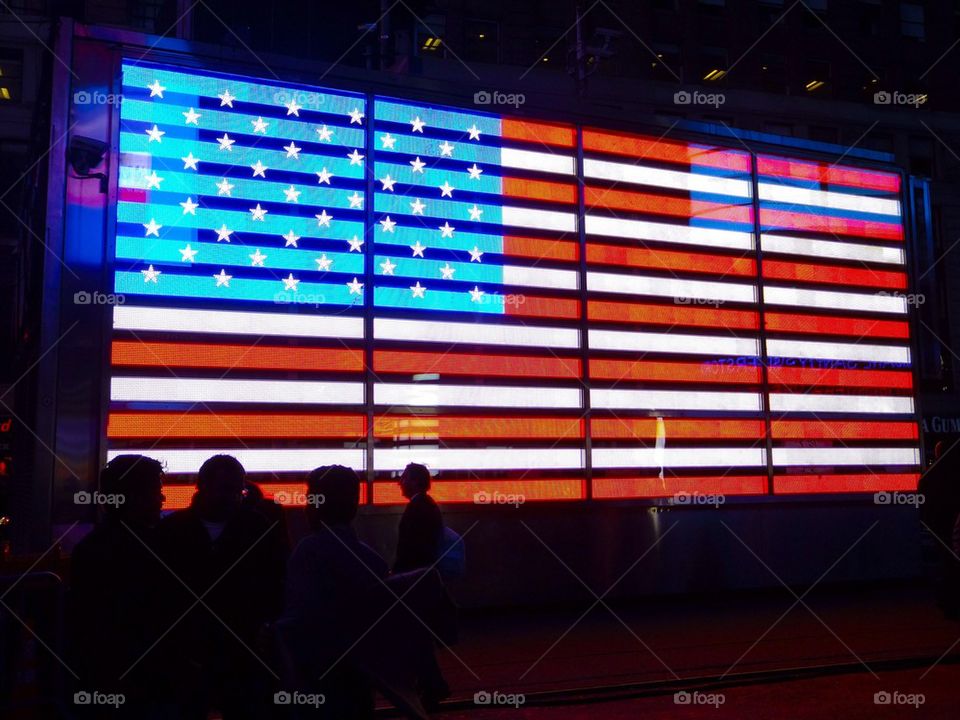 NEW YORK CITY TIMES SQUARE THE US FLAG