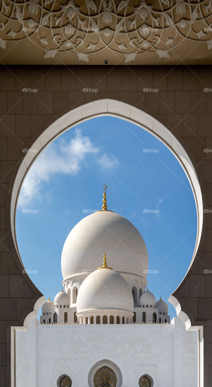 Sheikh Zayed Grand Mosque in Abu Dhabi. Window view.