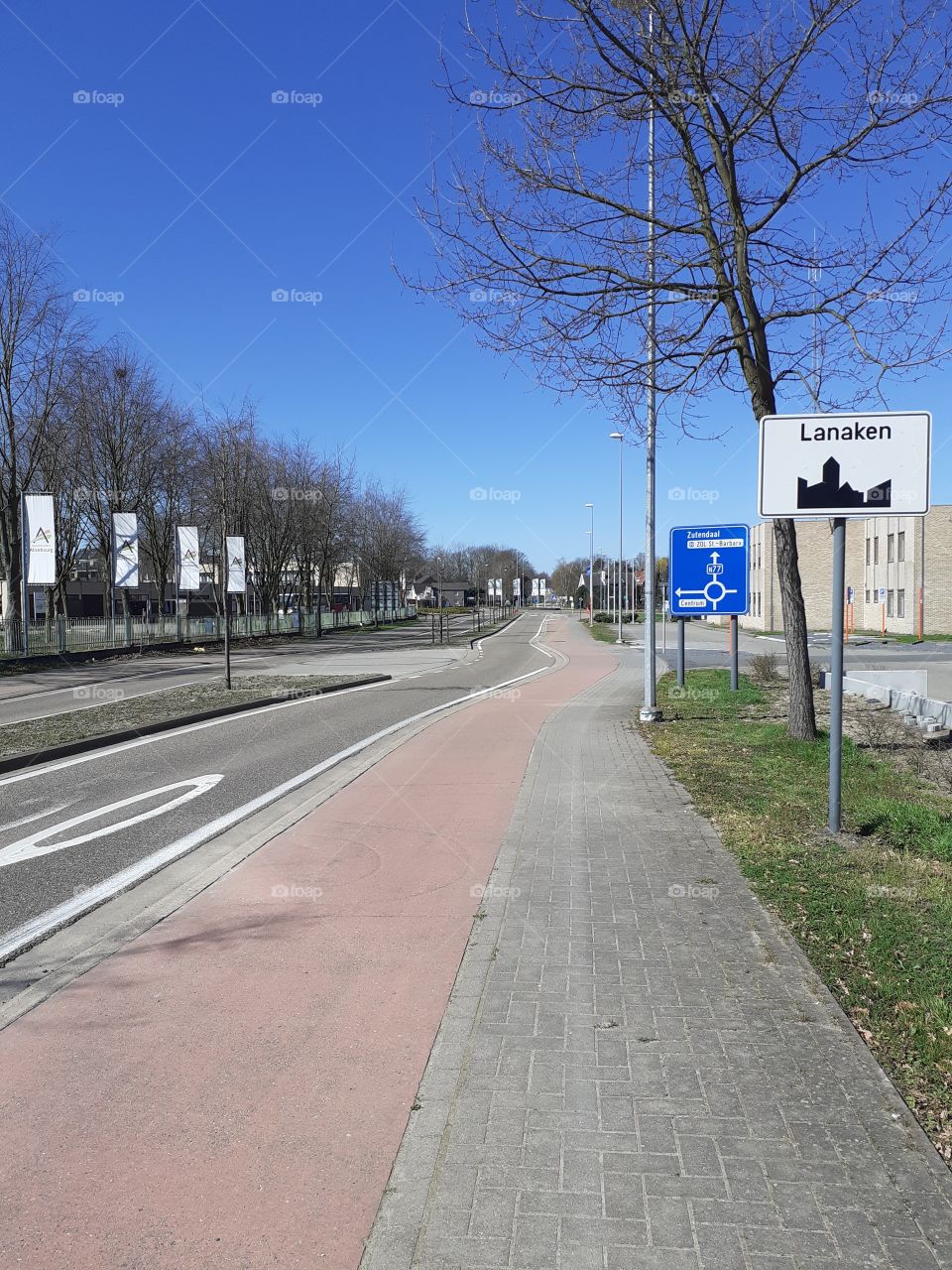 empty street in Belgium in Corona Covid-19 times