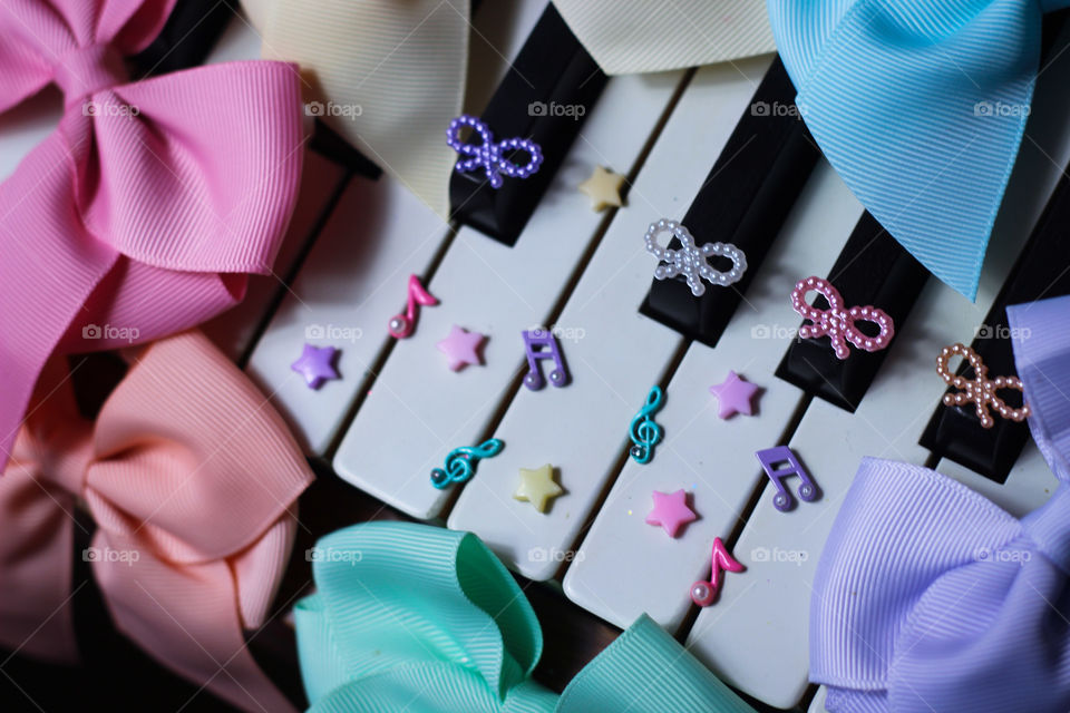 ribbon music piano kawaii