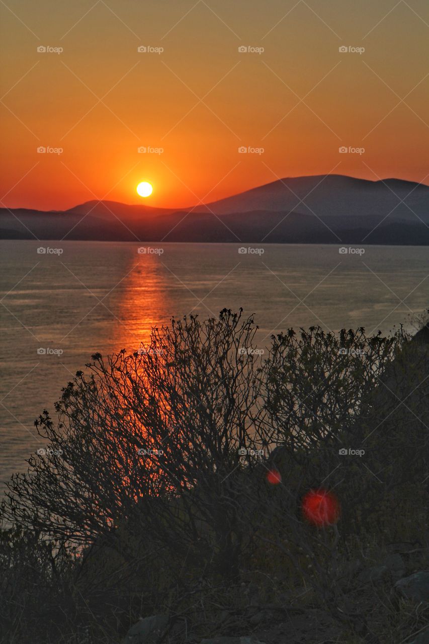 Hiking Hydra, Idra, Greek Islands at sunset