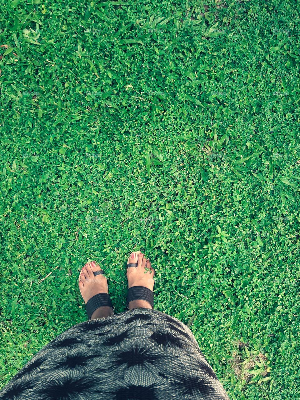 beautiful grass floor and slipers