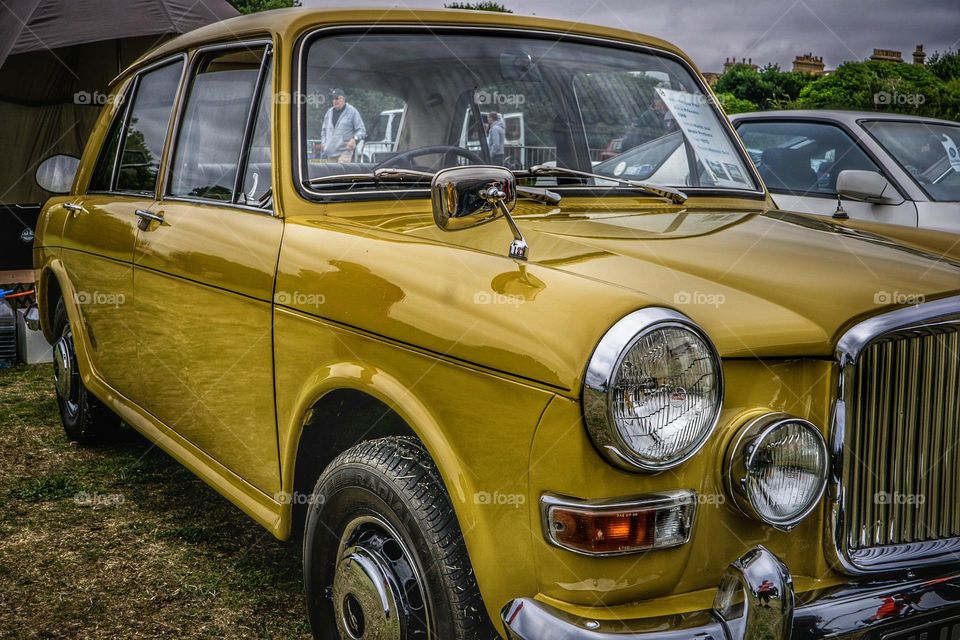 vintage car in gold colour