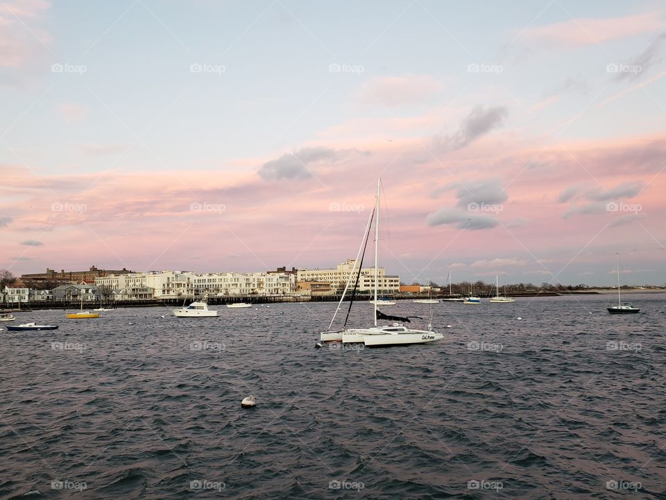 Boats in cold winter day