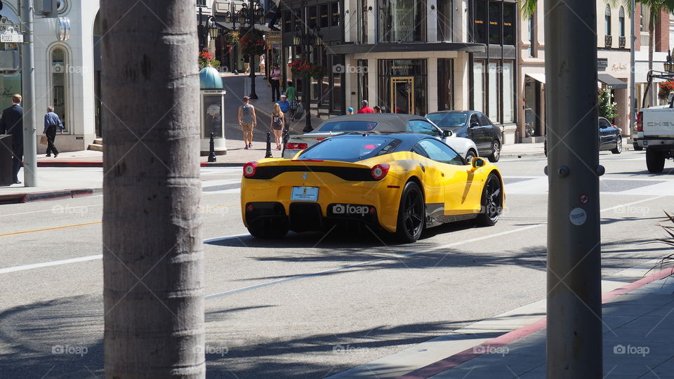 rodeo drive street lifestyle. Rodeo drive street lifestyle luxury exotic ferrari sports car yellow 