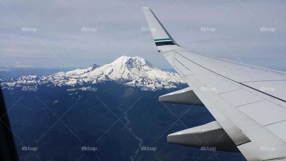 Mount Rainier from an airplane