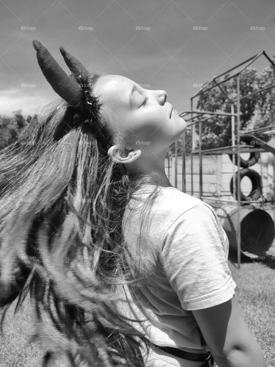 Hair blowing in the wind