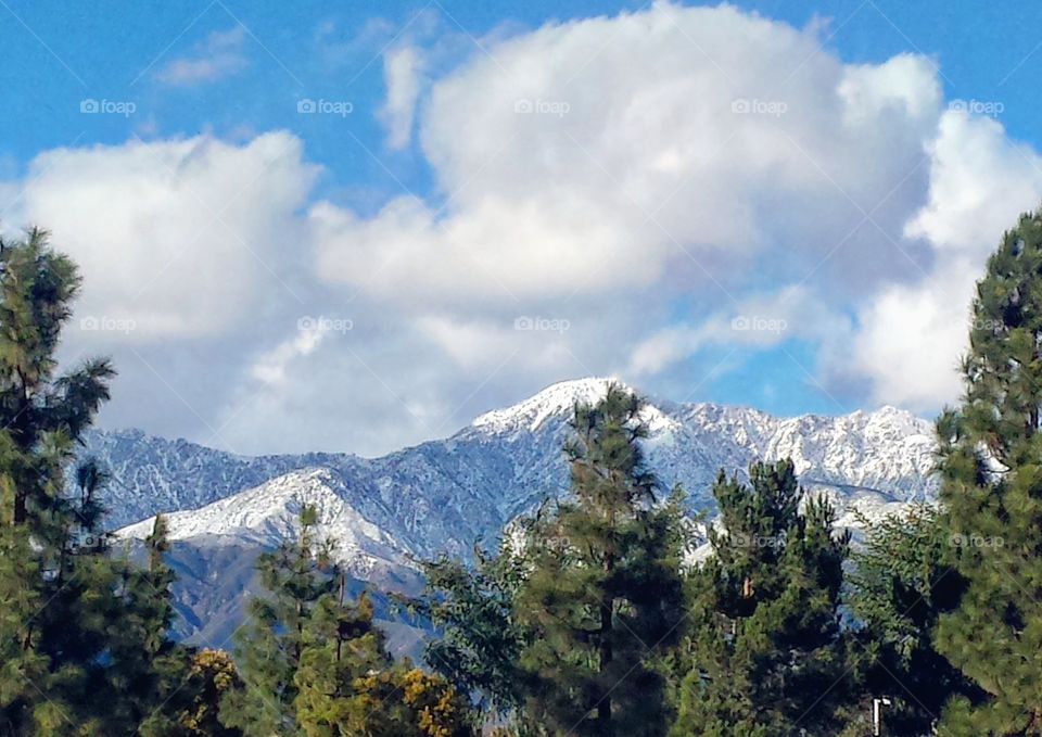 snow topped mountains