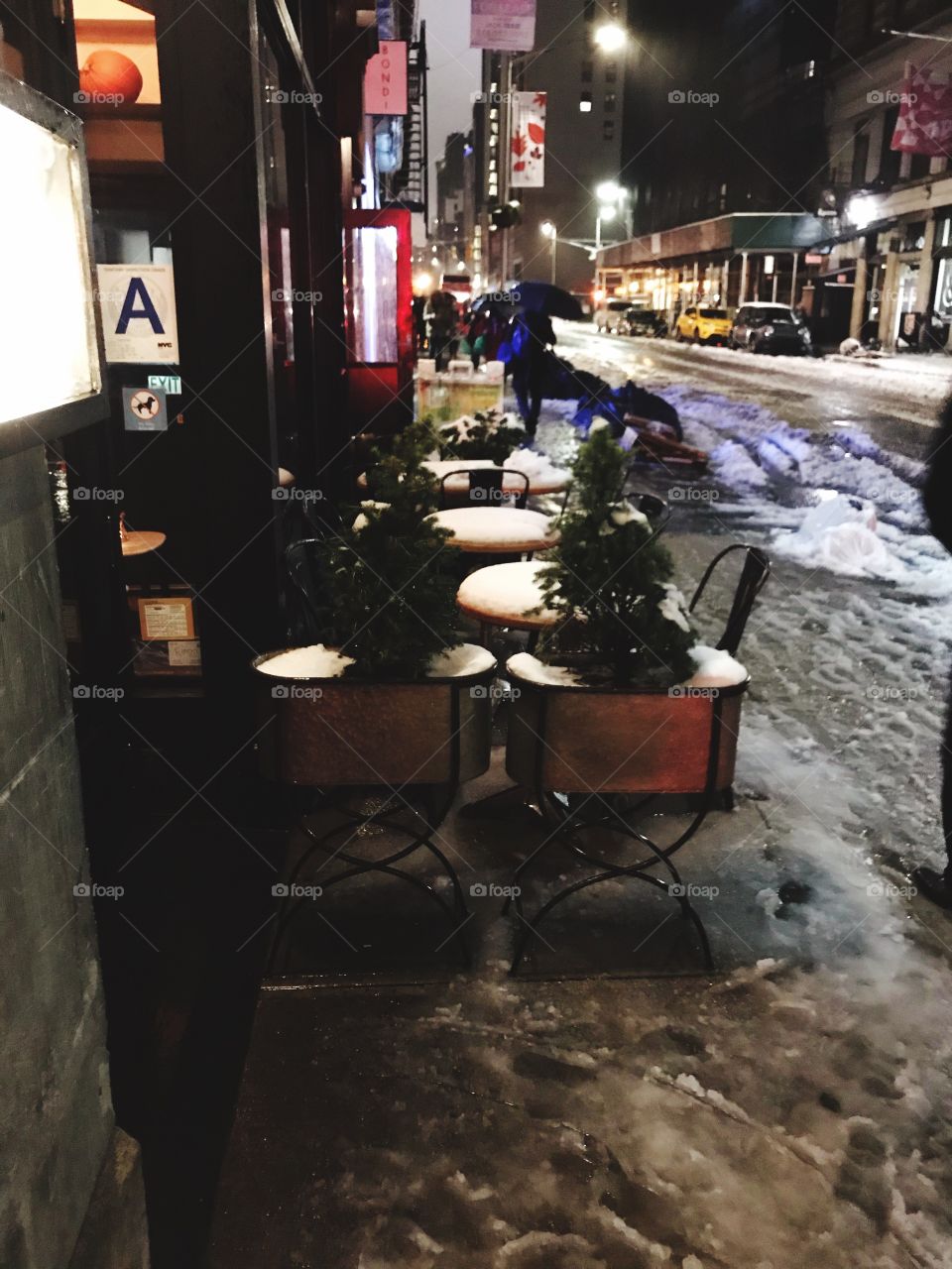 Sidewalk cafe on West 28th Street after the freak November blizzard.