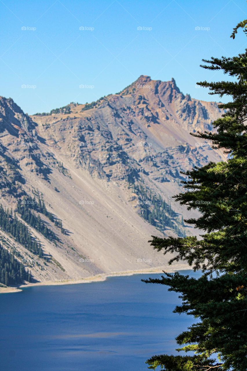 Beautiful summer day at Crater Lake National Park located in Southern Oregon 