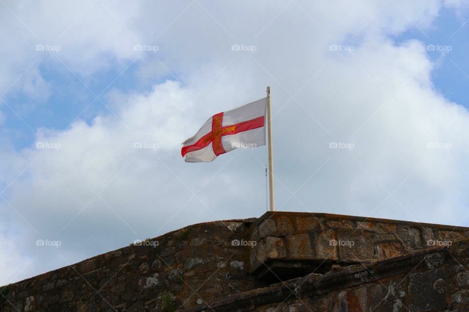 Guernsey flag flying proud 