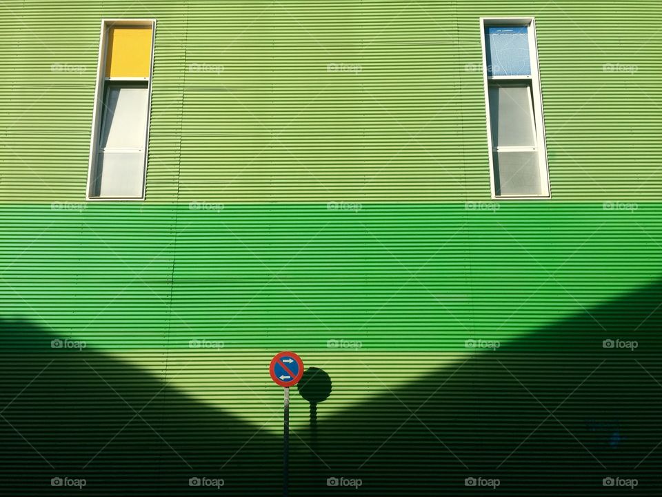 Windows with green wall