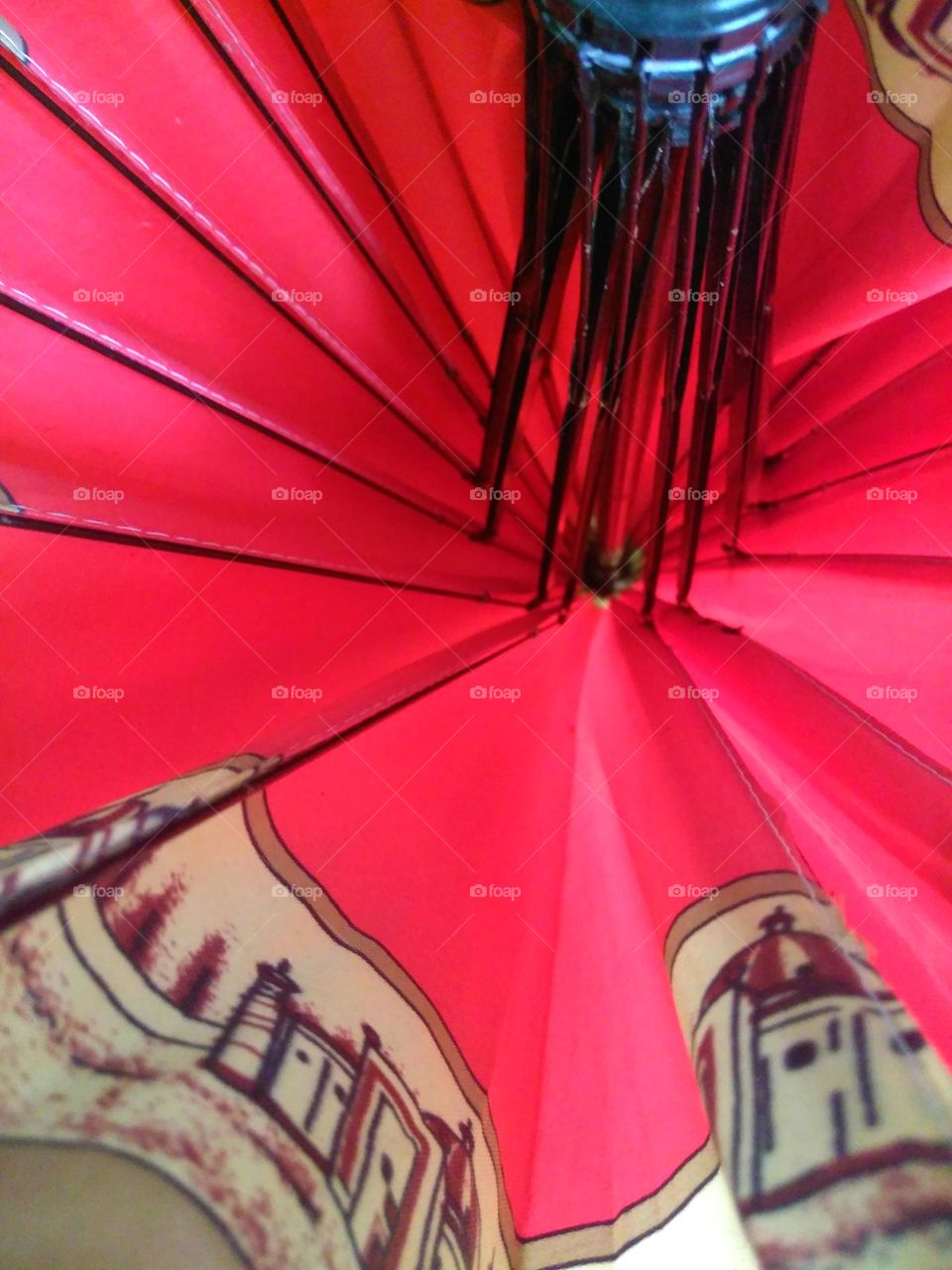 Triangle shape on pink umbrella