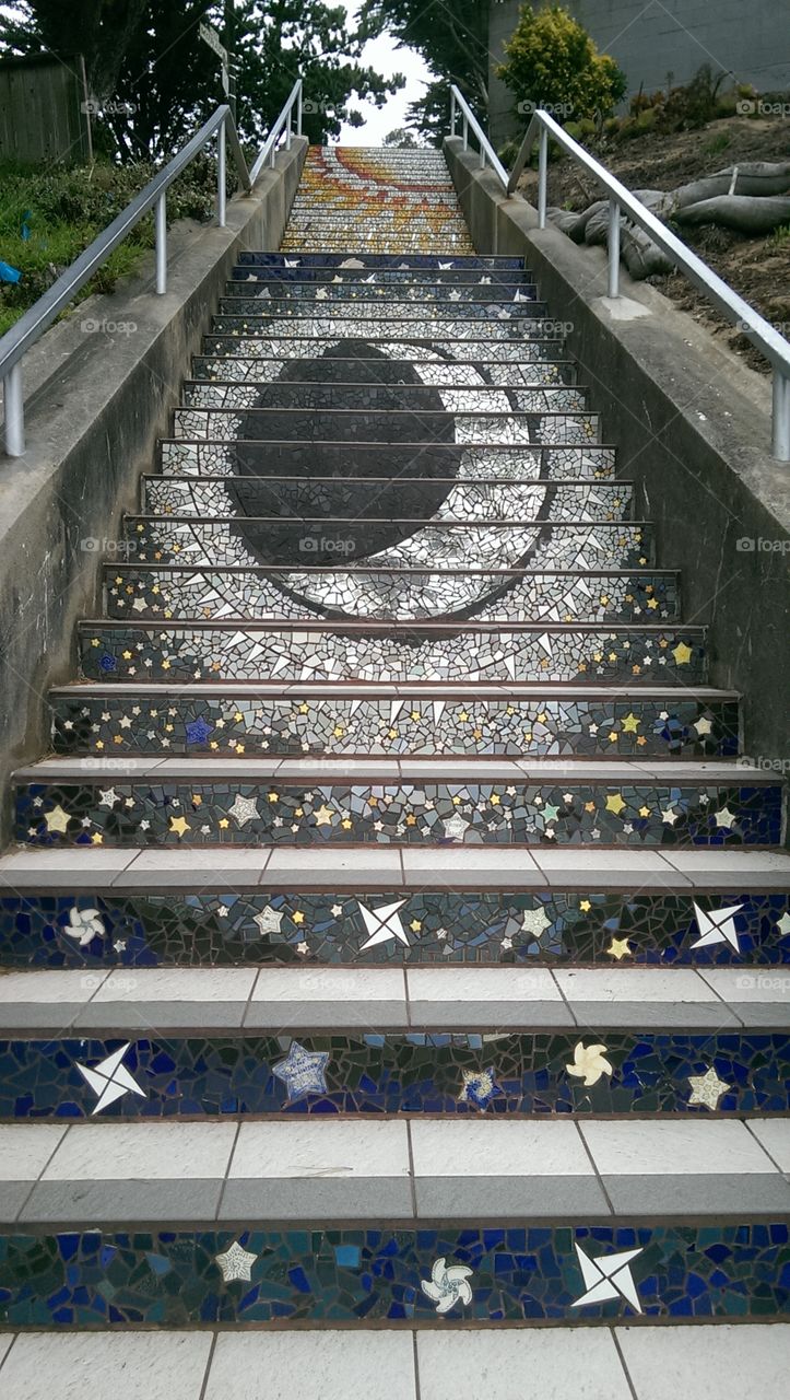 mosaic tile stairs