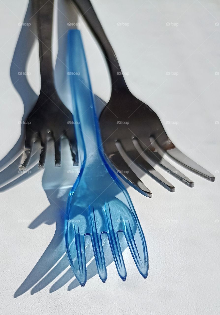 forks close up on a white background