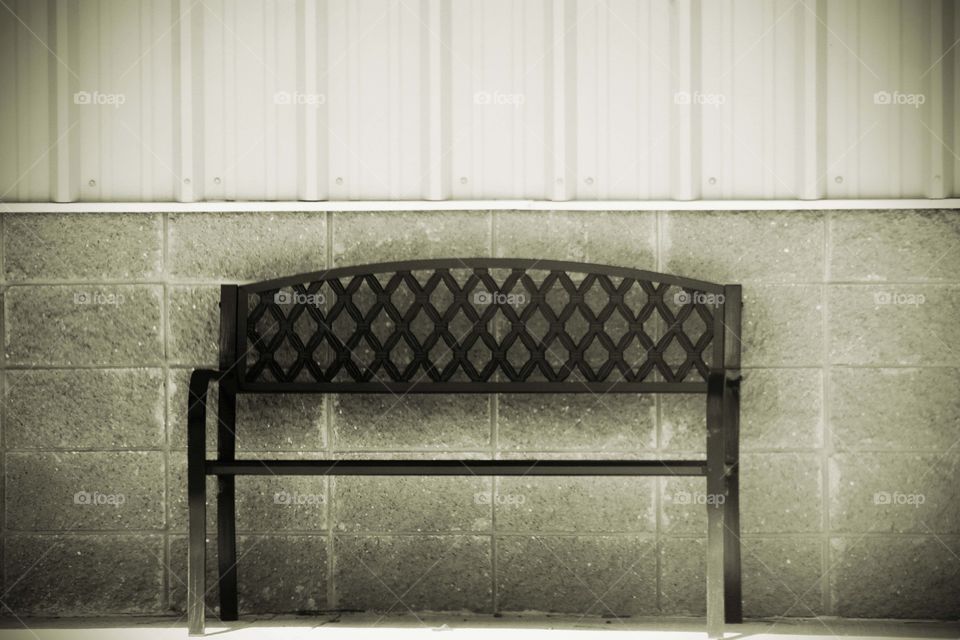 Iron beach at a store front 