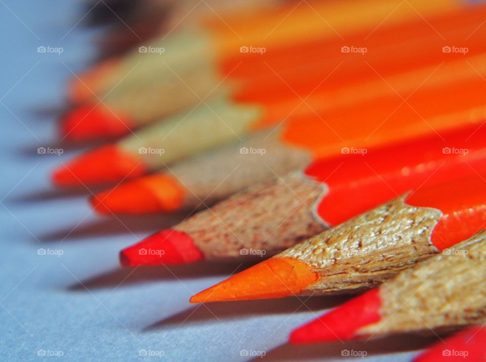 Orange colored pencils