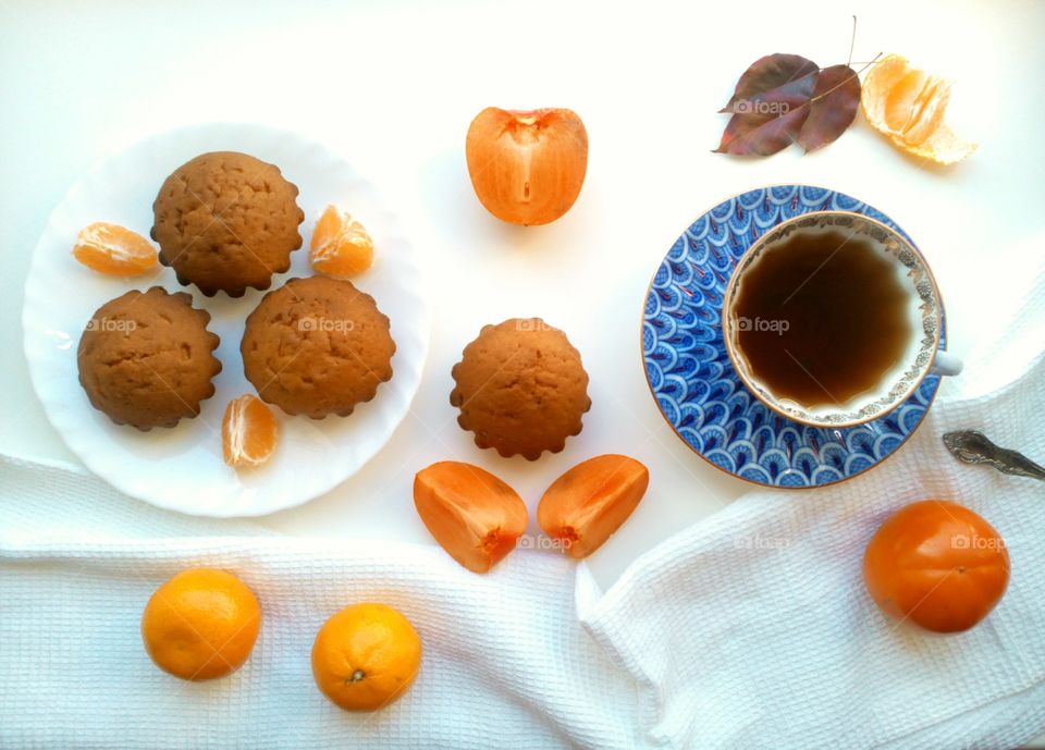 High angle view of breakfast