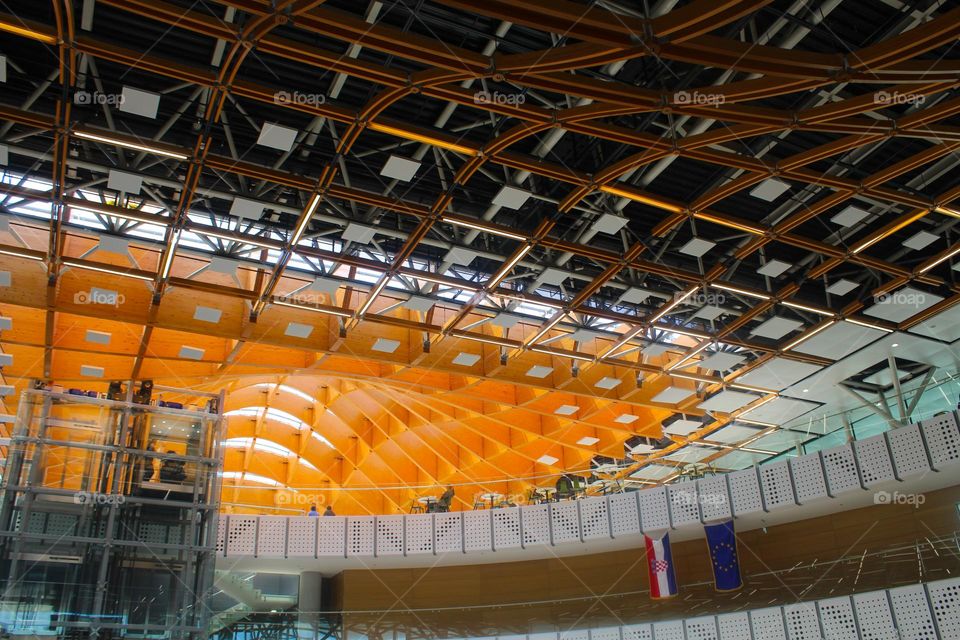 View of the interior of the airport building of Split airport.  Croatia