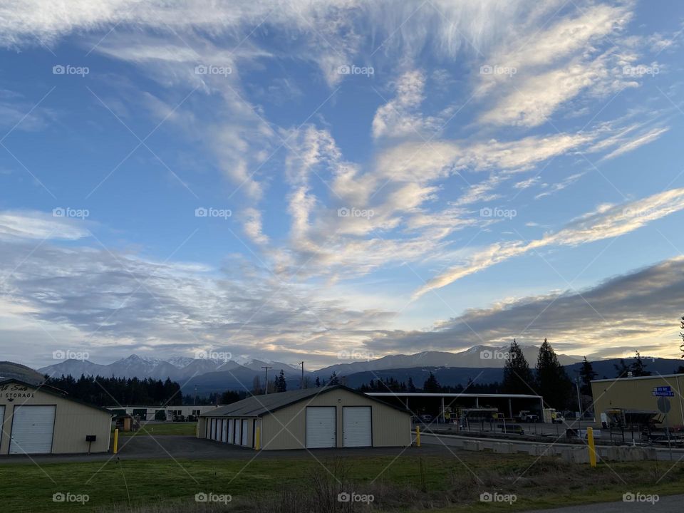 Dramatic clouds over a shed