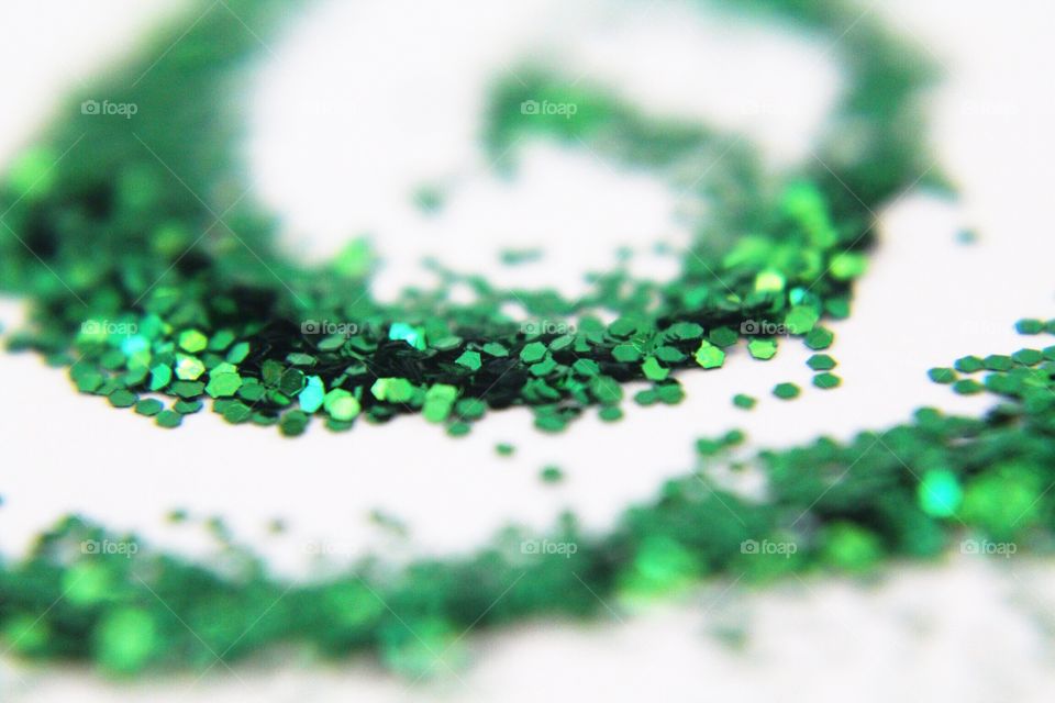 Macro of green glitter