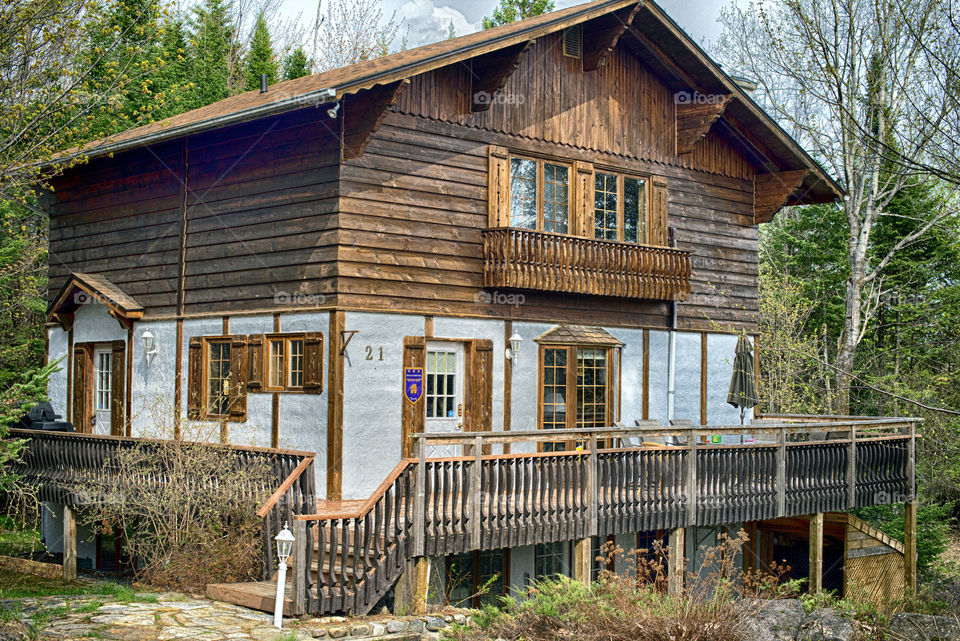 wooden style house, Laurentides, Quebec   Canada