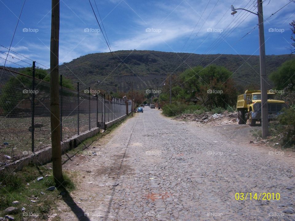 Calle de empedrado en Jalisco México 