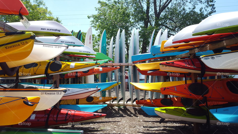Several Colorful Kayaks