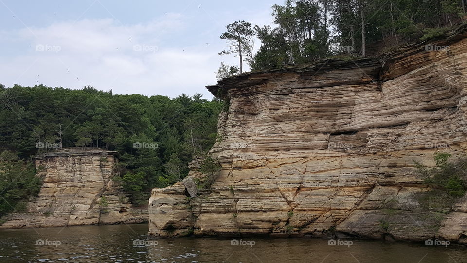 Beautiful formations with tree's along Wisconsin River