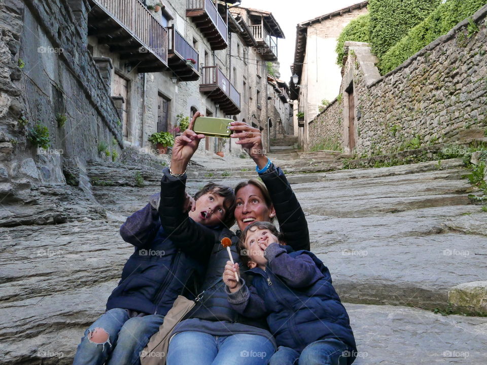 Happy family taking selfie